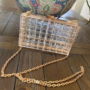 Elegant Transparent Clutch with Gold Chain